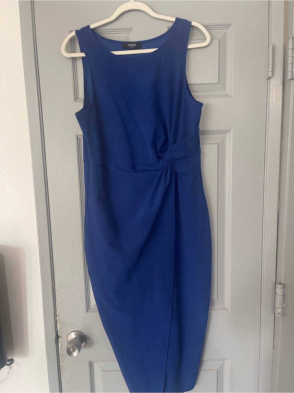 GUESS Royal Blue Sleeveless Knot-Front Midi Dress